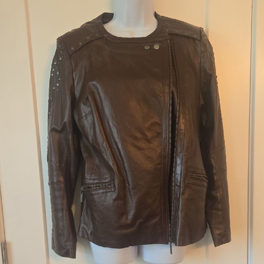 Adrienne Landau Rich Brown Leather Jacket